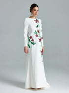 Floral Beaded A-Line Gown - Social Queen
