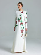 Floral Beaded A-Line Gown - Social Queen