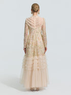 Floral Beaded Embroidered Gown - Social Queen