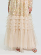 Floral Beaded Embroidered Gown - Social Queen