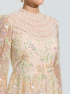 Floral Beaded Embroidered Gown - Social Queen