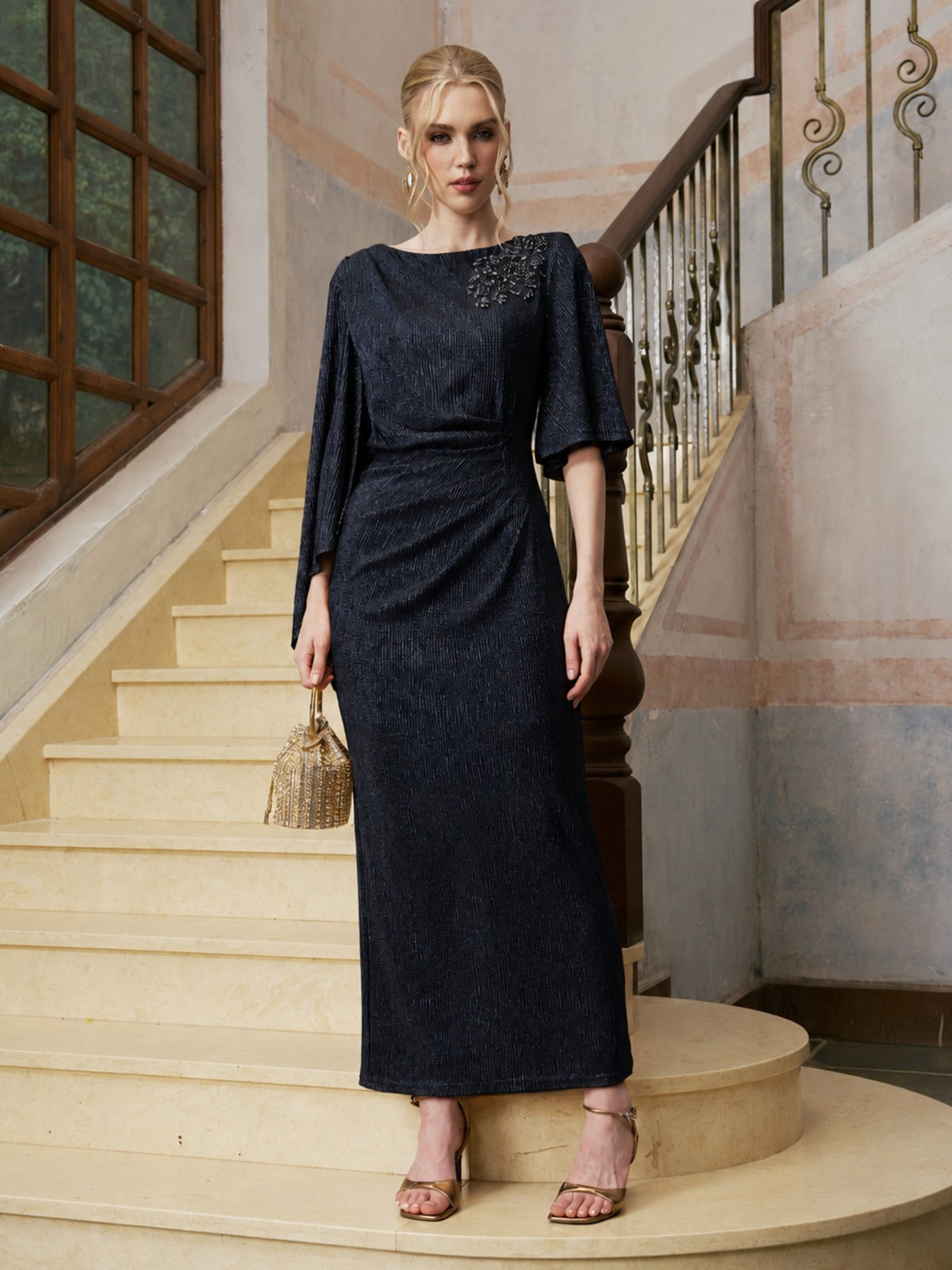 Floral Beaded Knit Dress - Social Queen