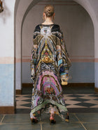 Floral Bird Silk Caftan Dress - Social Queen