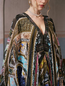 Floral Bird Silk Caftan Dress - Social Queen