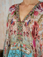 Floral Bird Silk Caftan Dress - Social Queen