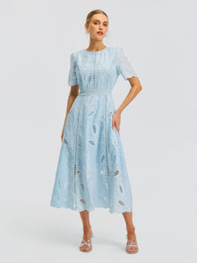 Floral Cutwork Embroidered Dress - Social Queen