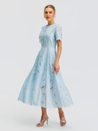 Floral Cutwork Embroidered Dress - Social Queen