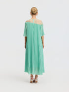 Floral Embellishment Pleated Dress - Social Queen