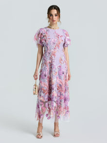Floral Embroidered Beaded Dress - Social Queen