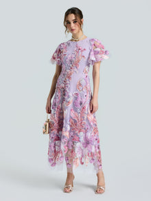 Floral Embroidered Beaded Dress - Social Queen