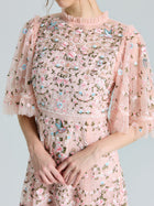 Floral Embroidered Beaded Tulle Dress - Social Queen