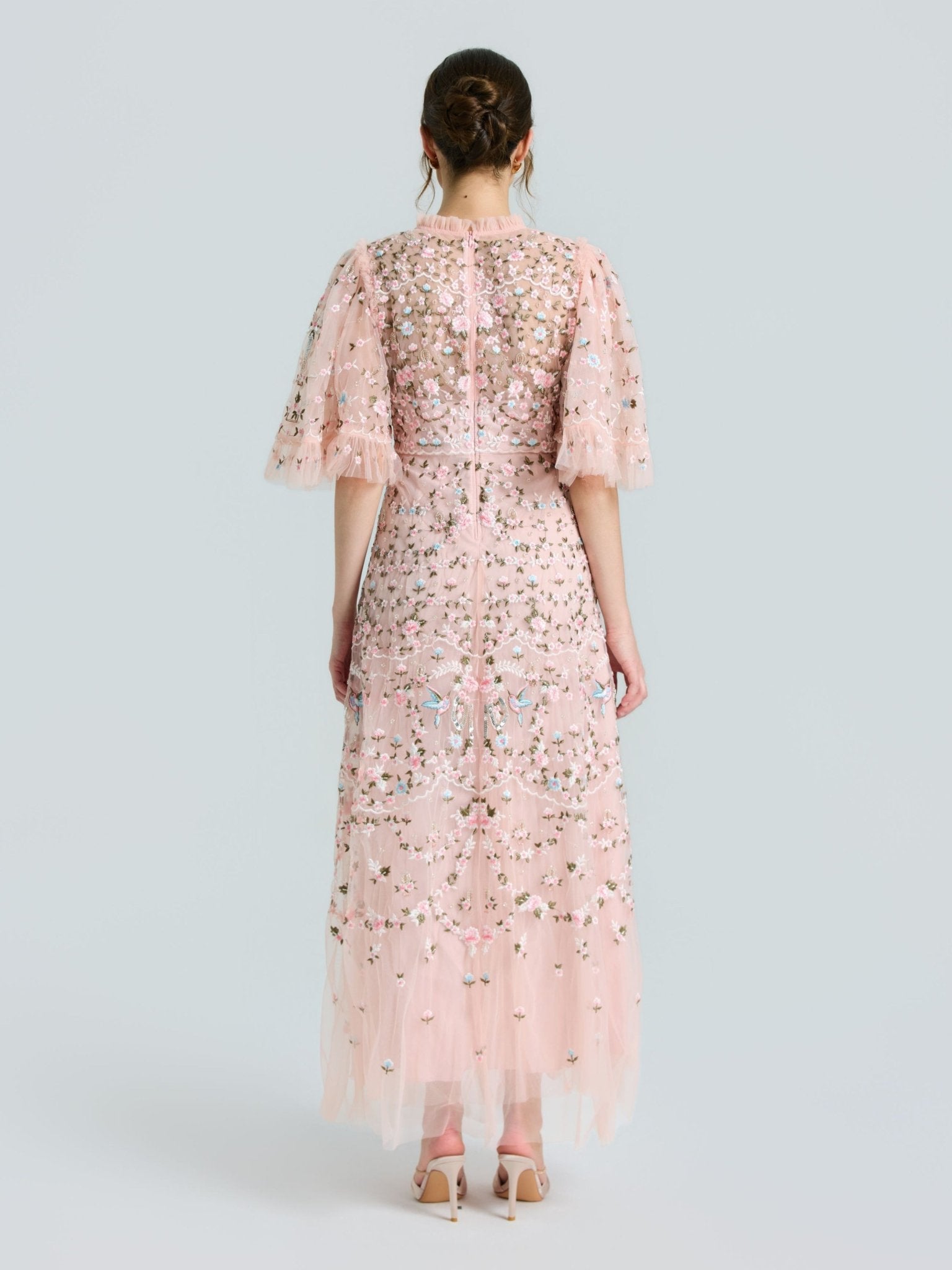Floral Embroidered Beaded Tulle Dress - Social Queen