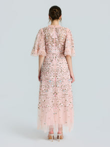 Floral Embroidered Beaded Tulle Dress - Social Queen