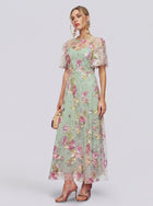 Floral Embroidered Beaded Tulle Gown - Social Queen