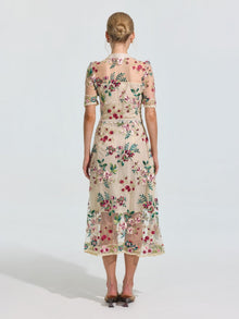 Floral Embroidered Bow-Tie Dress - Social Queen
