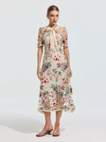 Floral Embroidered Bow-Tie Dress - Social Queen