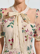 Floral Embroidered Bow-Tie Dress - Social Queen