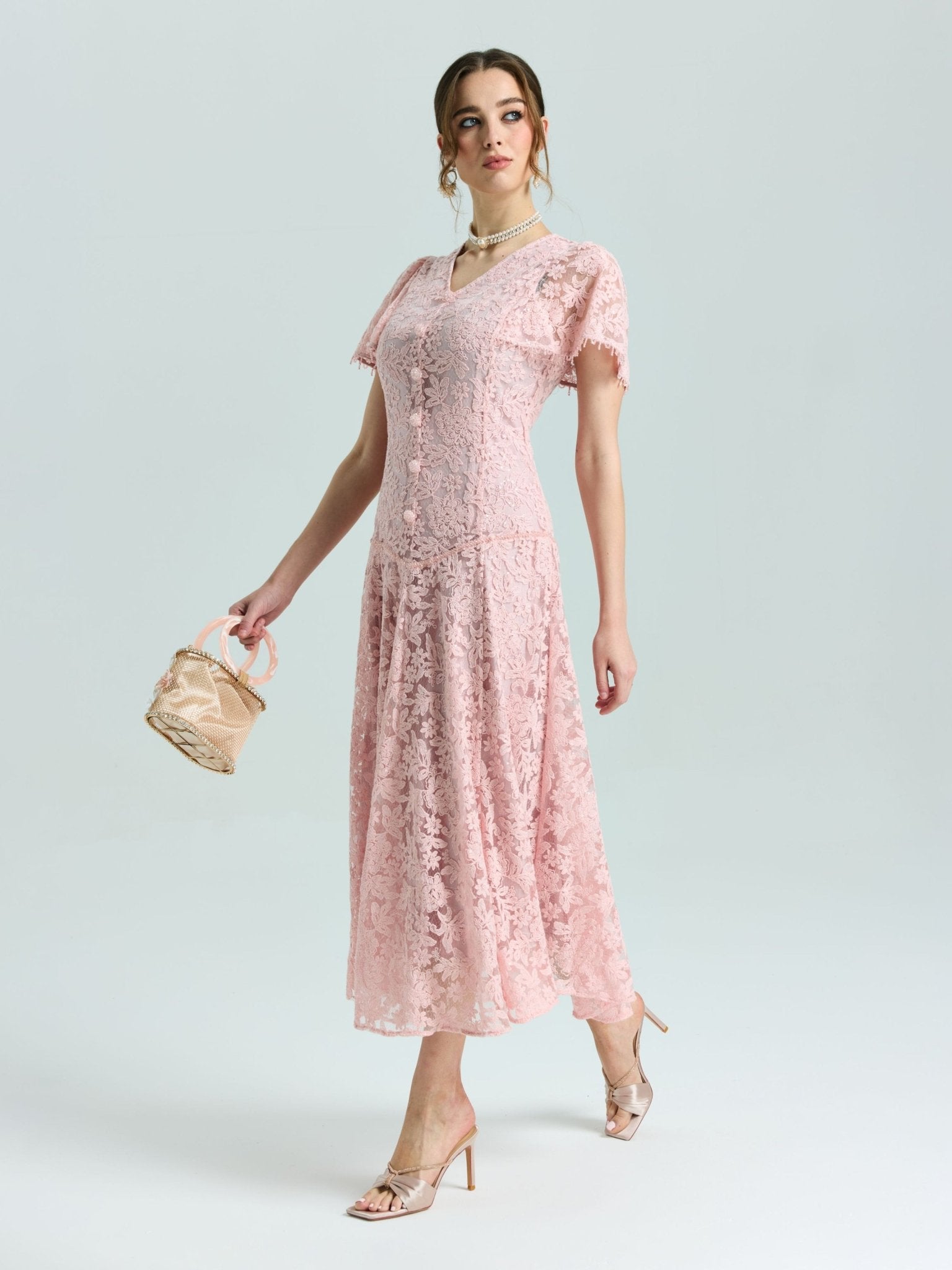 Floral Embroidered Lace Dress - Social Queen