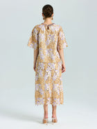 Floral Embroidered Lace Midi Skirt - Social Queen
