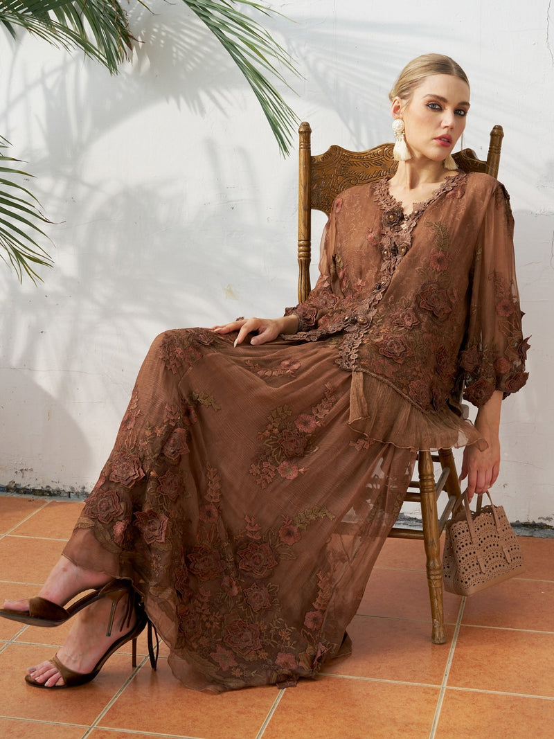 Floral Embroidered Silk Blouse - Social Queen