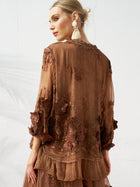 Floral Embroidered Silk Blouse - Social Queen