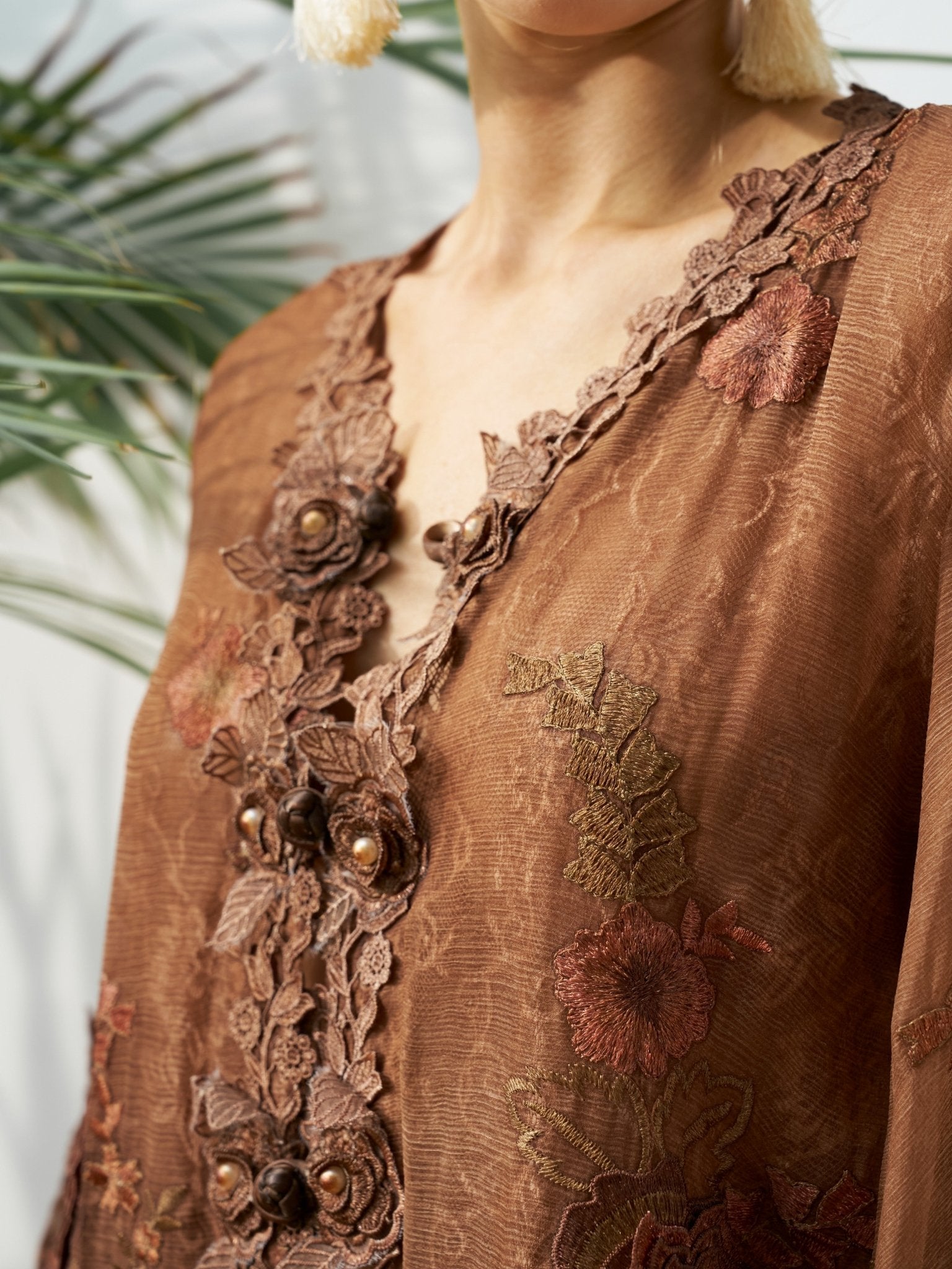 Floral Embroidered Silk Blouse - Social Queen