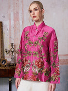 Floral Embroidered Tencel Jacket - Social Queen