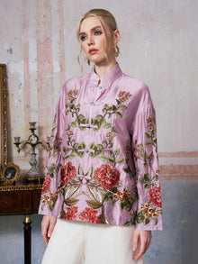 Floral Embroidered Tencel Jacket - Social Queen