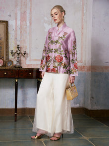 Floral Embroidered Tencel Jacket - Social Queen