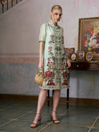 Floral Embroidered Tencel Shirt Dress - Social Queen