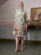 Floral Embroidered Tencel Shirt Dress - Social Queen