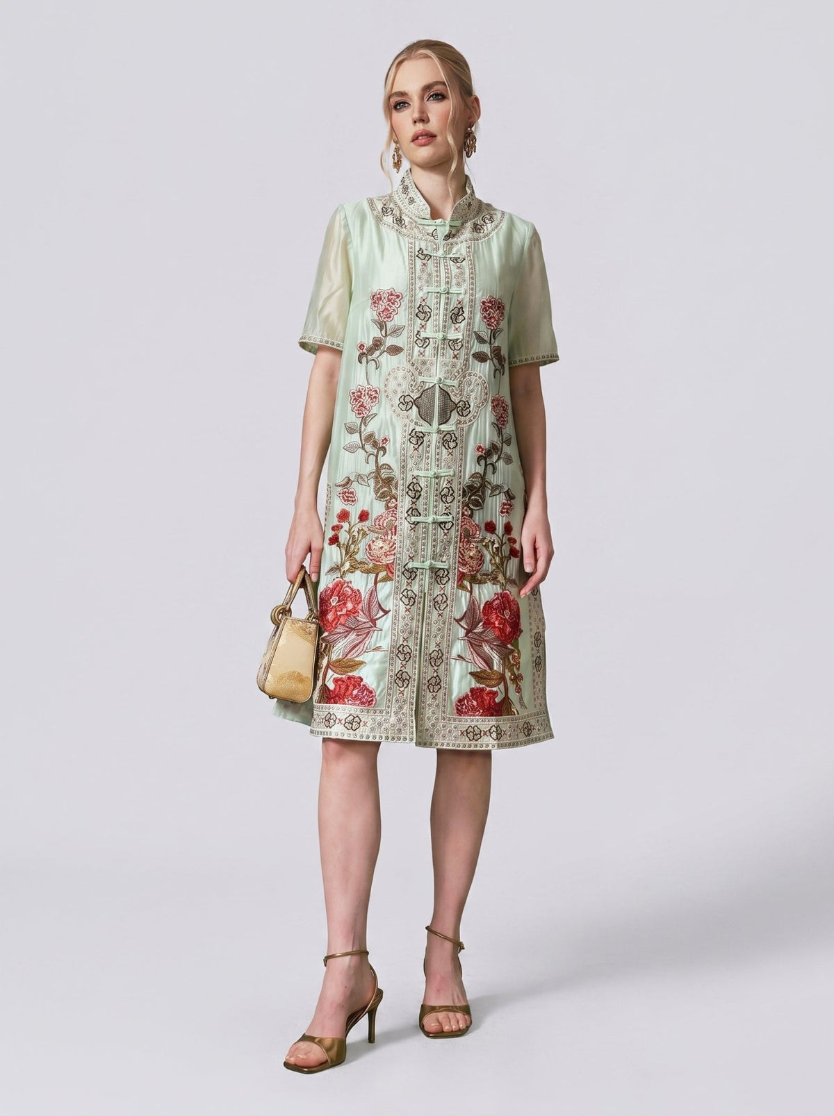 Floral Embroidered Tencel Shirt Dress - Social Queen
