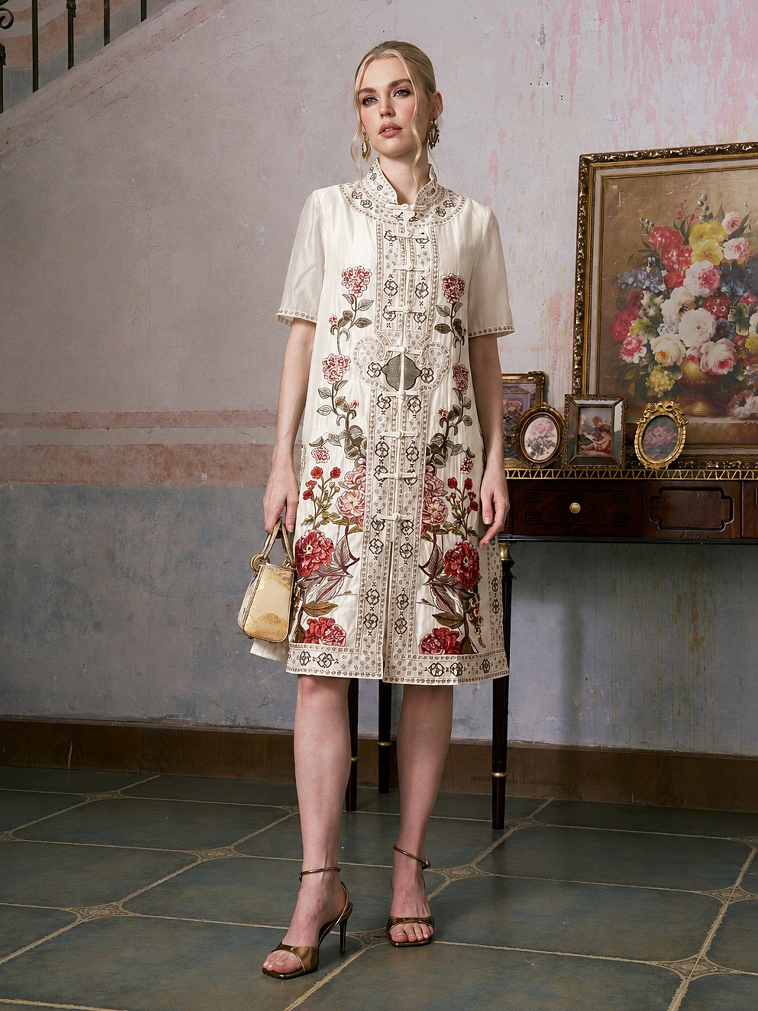 Floral Embroidered Tencel Shirt Dress - Social Queen
