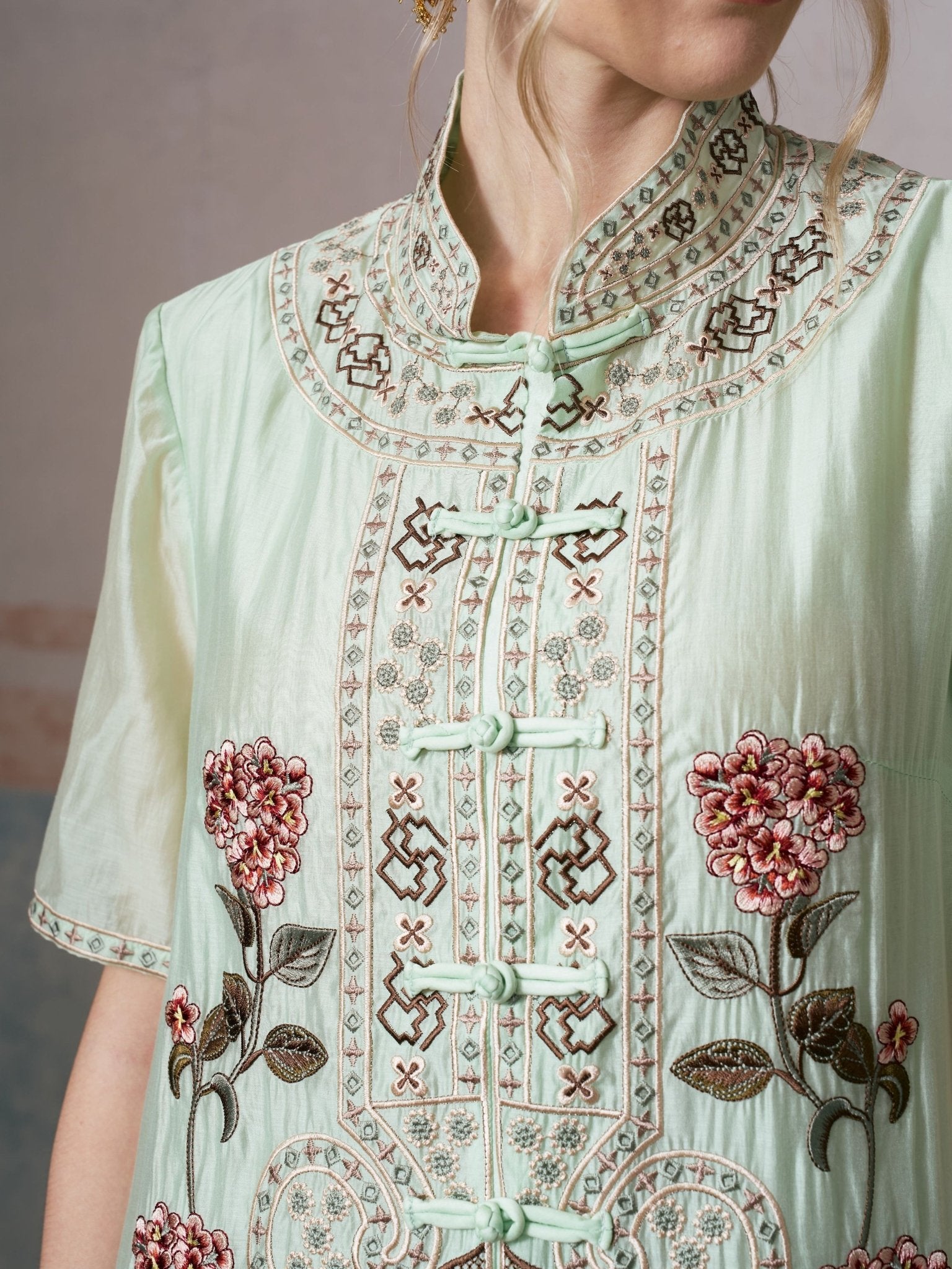 Floral Embroidered Tencel Shirt Dress - Social Queen