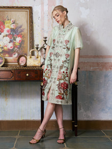 Floral Embroidered Tencel Shirt Dress - Social Queen