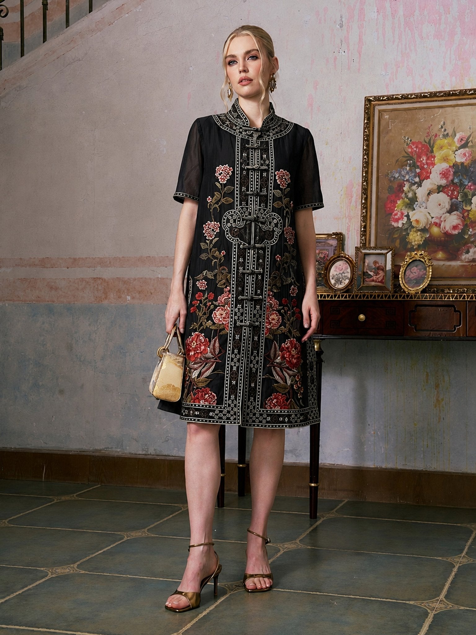 Floral Embroidered Tencel Shirt Dress - Social Queen