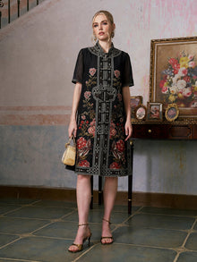 Floral Embroidered Tencel Shirt Dress - Social Queen