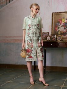 Floral Embroidered Tencel Shirt Dress - Social Queen