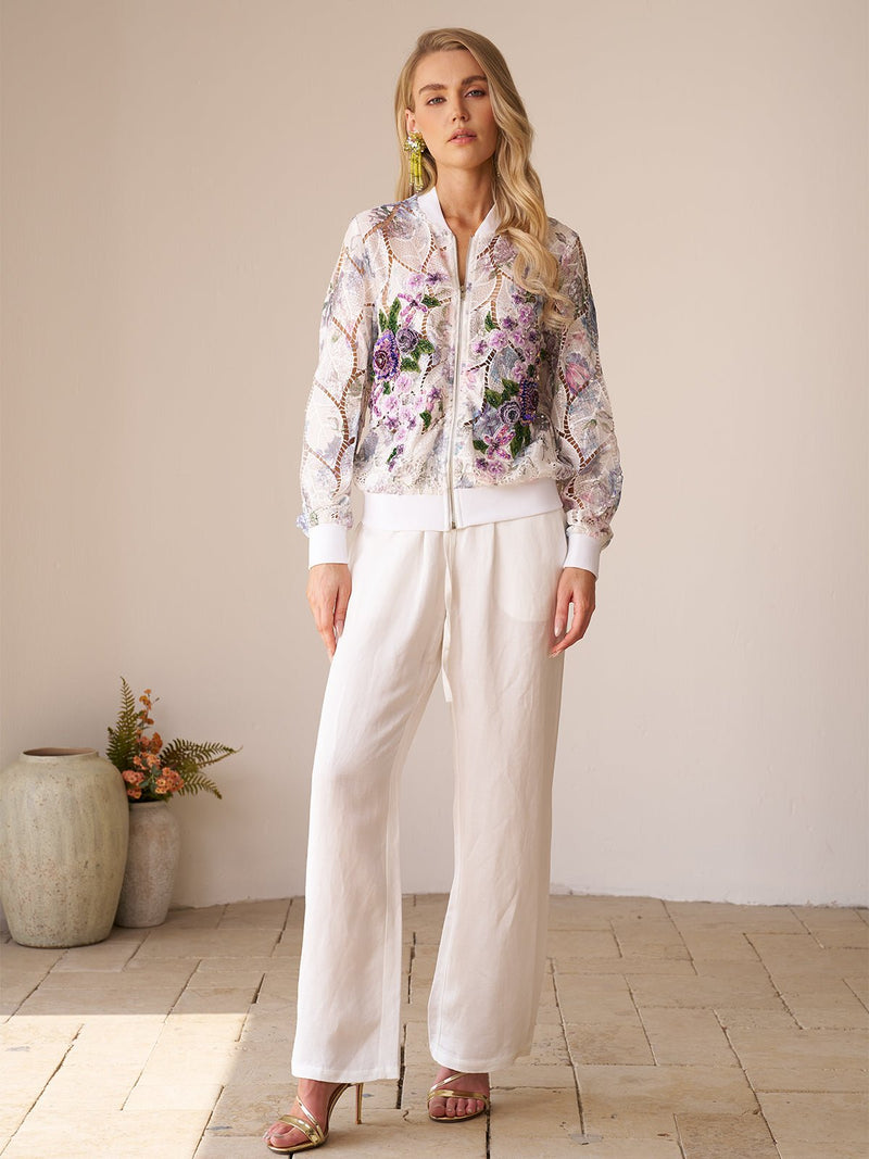 Floral Embroidery Lace Cutout Jacket - Social Queen