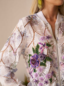 Floral Embroidery Lace Cutout Jacket - Social Queen