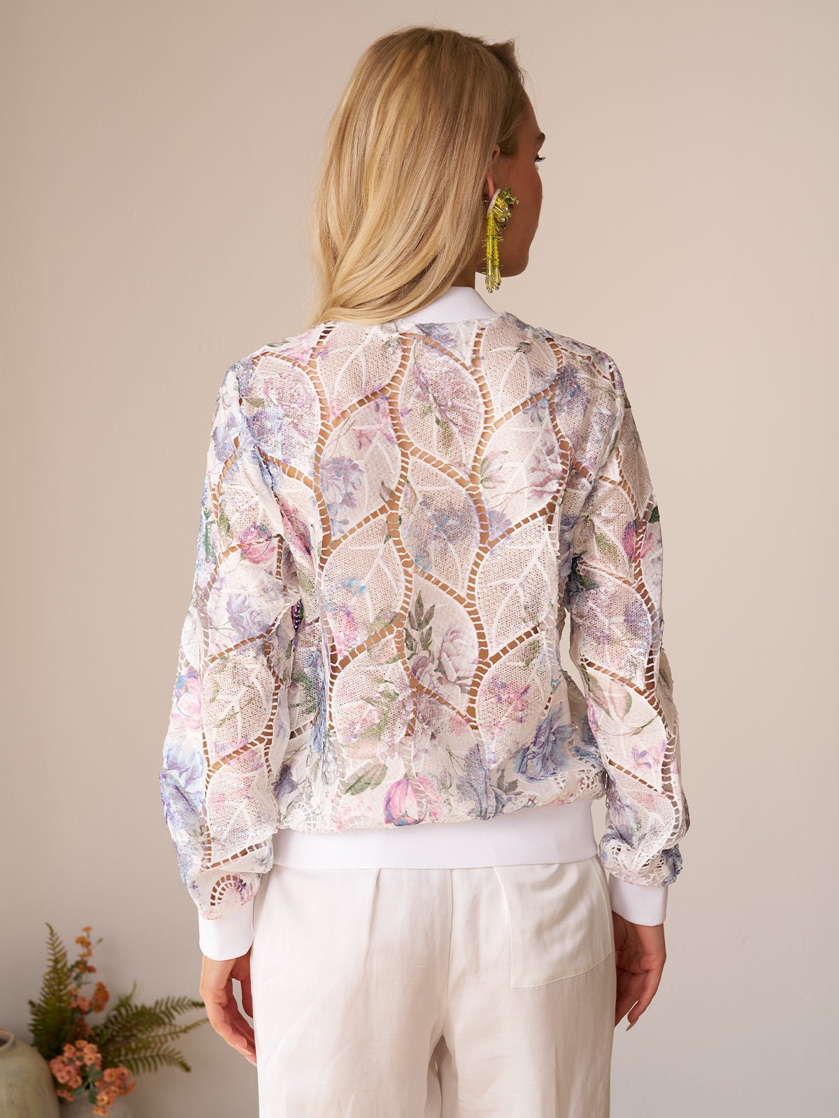 Floral Embroidery Lace Cutout Jacket - Social Queen