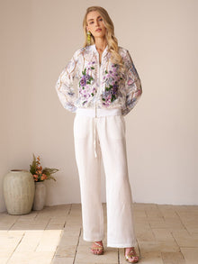 Floral Embroidery Lace Cutout Jacket - Social Queen