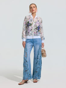 Floral Embroidery Lace Cutout Jacket - Social Queen