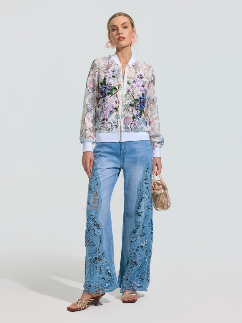 Floral Embroidery Lace Cutout Jacket - Social Queen