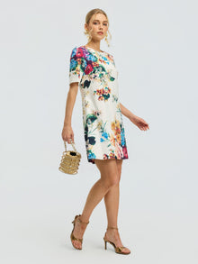 Floral Print Beaded Mini Dress - Social Queen