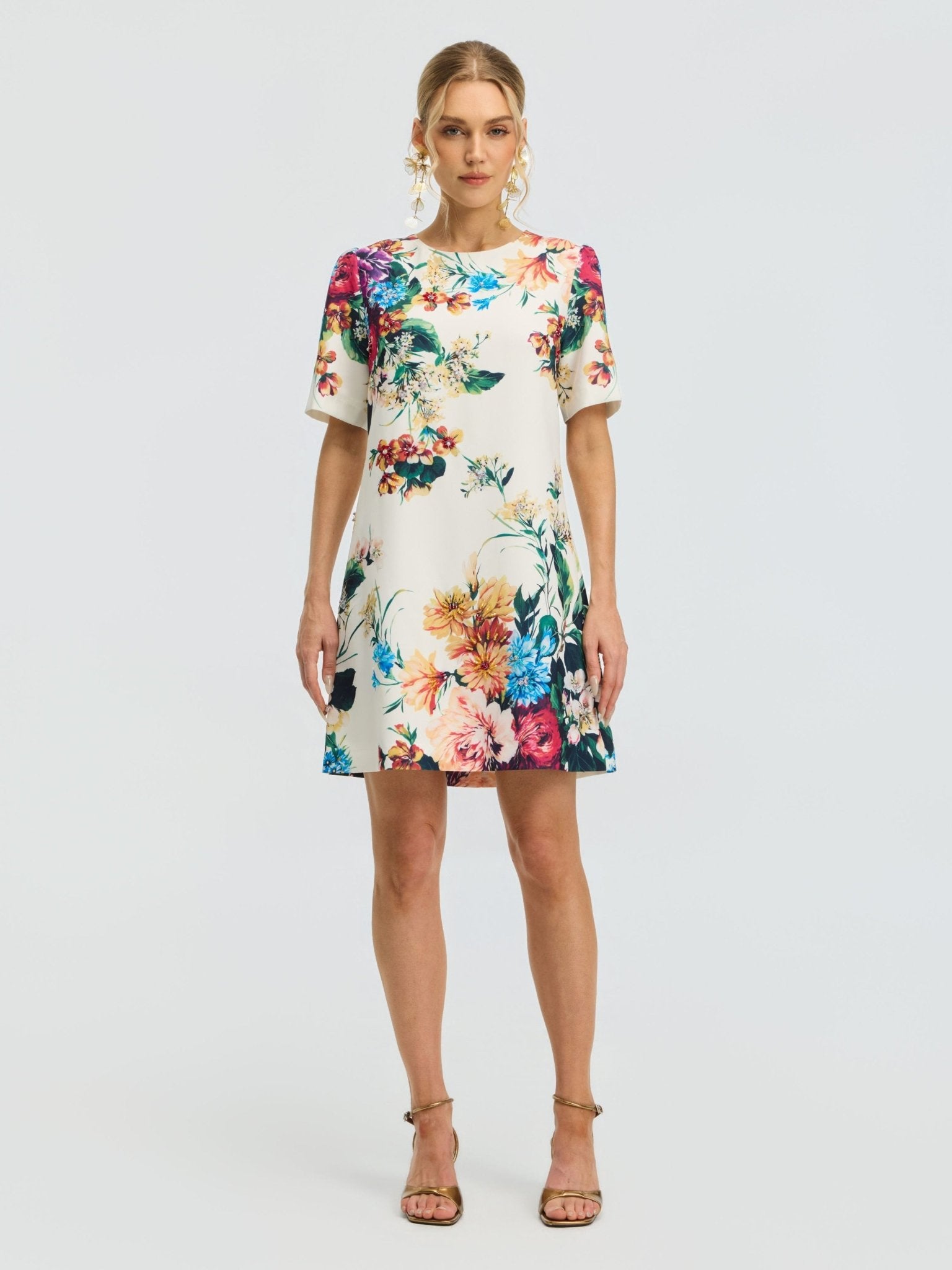 Floral Print Beaded Mini Dress - Social Queen