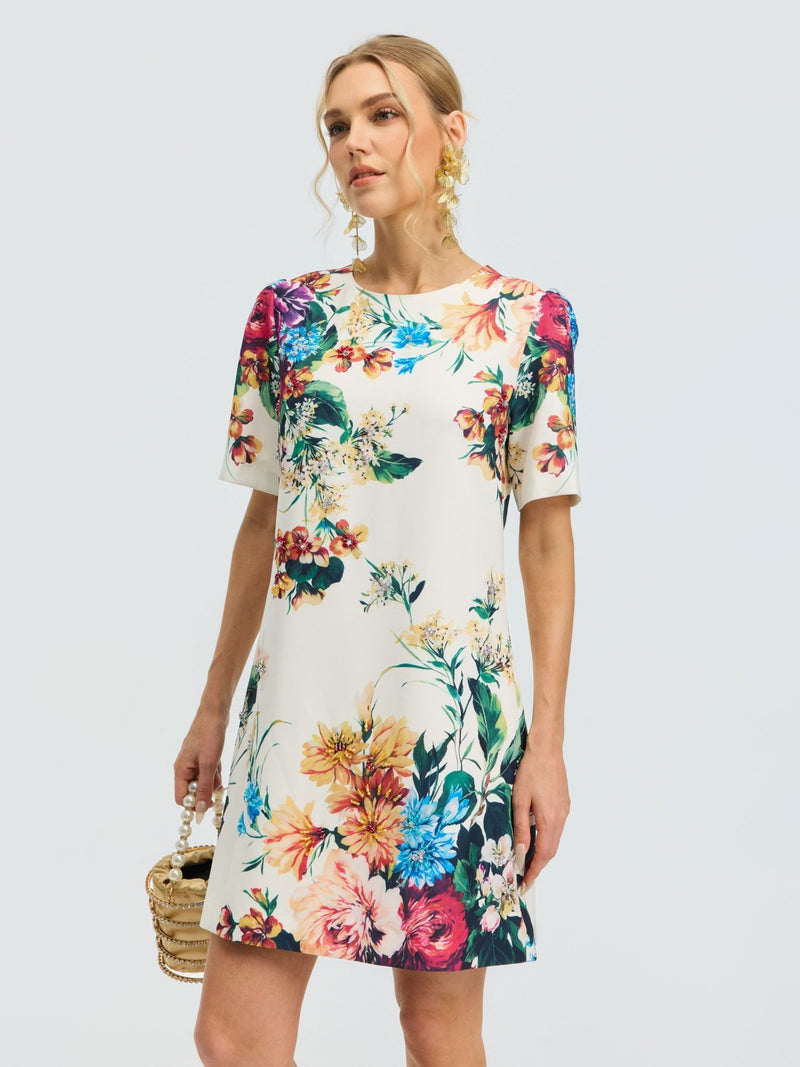 Floral Print Beaded Mini Dress - Social Queen