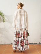 Floral Print Cotton Midi Skirt - Social Queen