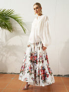 Floral Print Cotton Midi Skirt - Social Queen