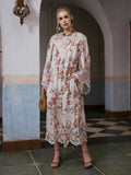 Floral Print Cutwork Linen Dress - Social Queen